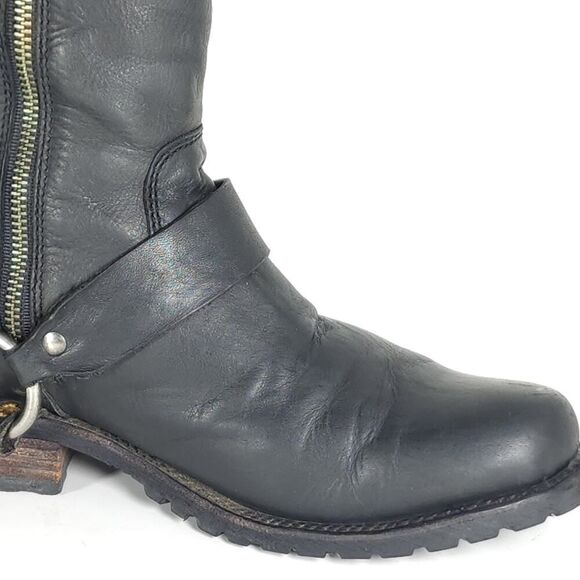 LIBERTY Black Tall Moto Boots with Buckle - Picture 12 of 16